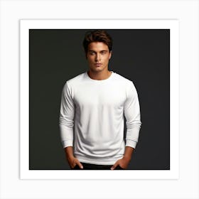 Mock Up Cotton Casual Wearable Printed Graphic Plain Fitted Loose Crewneck V Neck Sleeve (9) Art Print