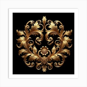 Golden Floral Ornament Art Print