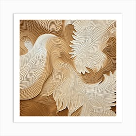 Wellen Linien, feine Muster beige-braun, Boho-Style Art Print