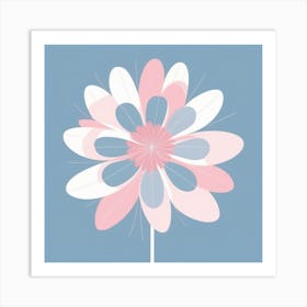 A White And Pink Flower In Minimalist Style Square Composition 227 Art Print