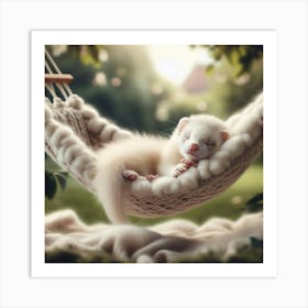 Ferret Sleeping In A Hammock Art Print