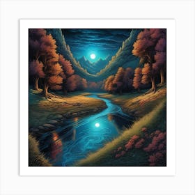 Full Moon In The Valley Art Print