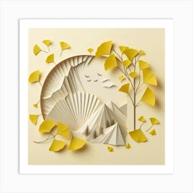 Origami, ginkgo, paperart Art Print