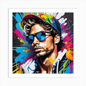 Man In A Cap And Sunglasses Art Print