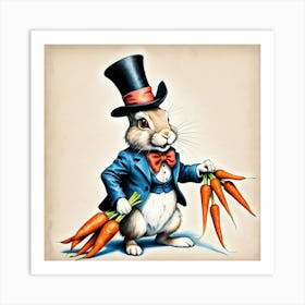 Rabbit With Carrots 12 Art Print