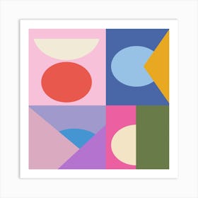 Colorful Quadrants Square Art Print