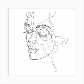 Line Drawing Of A Woman'S Face 1 Art Print