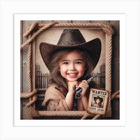 Wanted Poster-Little Girl in a Cowboy Hat Art Print