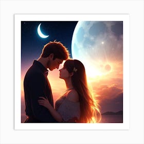 Moon And Stars Art Print