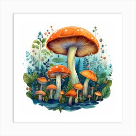 Mushrooms In The Forest 97 Art Print