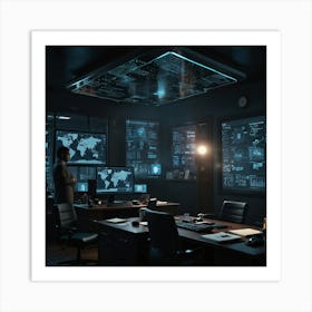 Man In A Dark Office Art Print