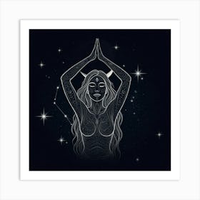 Zodiac Woman In Yoga Pose Art Print