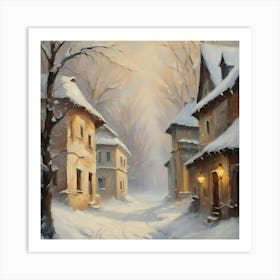 Winter Street 1 Art Print