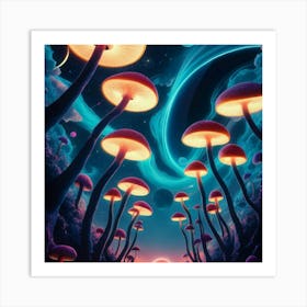 Mushrooms In The Sky Art Print