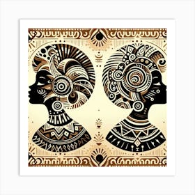 Tribal African Art Women silhouettes 2 Art Print