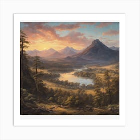 Sunset In The Mountains Art Print