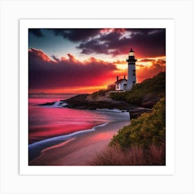 Sunset At The Lighthouse 10 Art Print