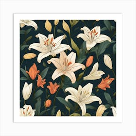 Flowers of Lilies, Vector art Art Print