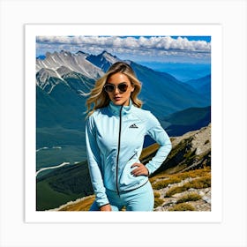 Woman In A Blue Ski Jacket Art Print