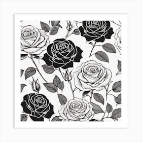 Black And White Roses 5 Art Print