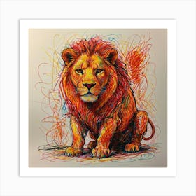 Lion red Art Print