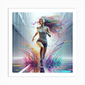 Colorful Girl Running 1 Art Print