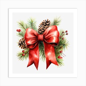 Christmas Tree With Bow Art Print