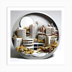 Quilling paper sculpture Cityscape Building Art Print