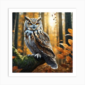 Owl In The Forest 191 Art Print