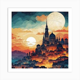 Cityscape At Night 1 Art Print