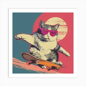 Skateboard Cat 7 Art Print