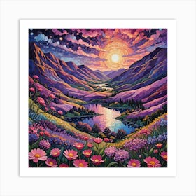 Sunset In The Mountains 17 Art Print