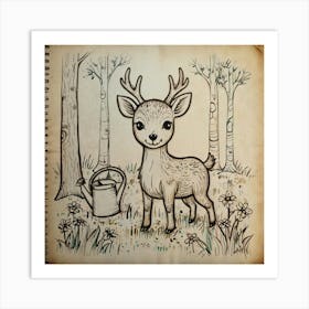 Deer In The Woods 80 Art Print