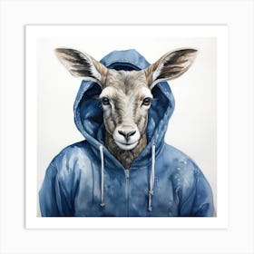 Watercolour Cartoon Kudu In A Hoodie 2 Art Print