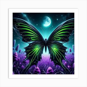 Butterfly In The Night Sky 4 Art Print