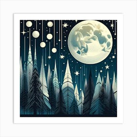 Moon In The Forest Art Print