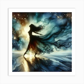 Dreaming Girl In The Night Sky Art Print