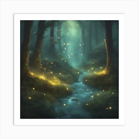 Fireflies In The Forest Art Print