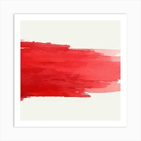 Red Brush Stroke On White Background Art Print