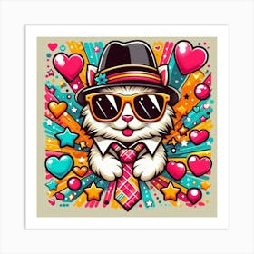 Cat In Hat Art Print