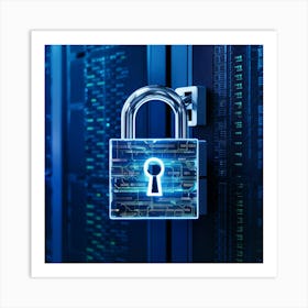 Padlock On A Computer Server Art Print