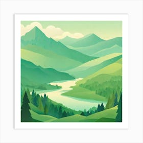 Misty mountains background in green tone 76 Art Print