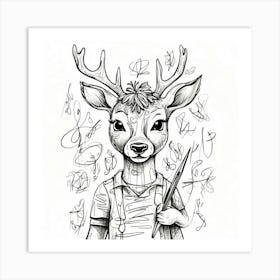 Deer Drawing 25 Art Print