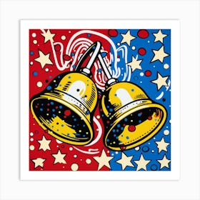 Bells And Stars - Abstract Christmas Art Print