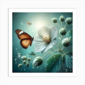 Butterfly On A Flower Art Print