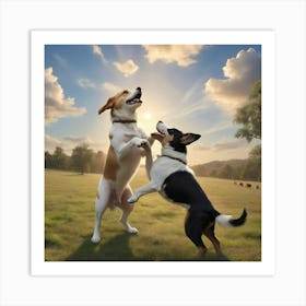 Default A Dog Is Playing With Other Dogs In The Pasture And T 0 1 Art Print