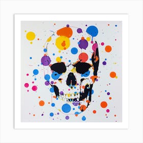 Skull With Paint Splatters 2 Art Print