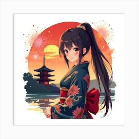 A cute anime girl Art Print