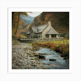 Cottage By The Stream 3 Art Print