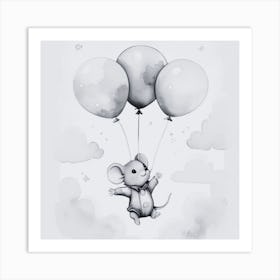 Mouse With Balloons Art Print